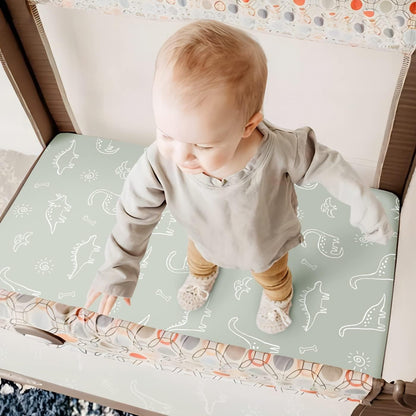 GRSSDER Stretch Ultra Soft Jersey Knit Fitted Pack n Play Playard Sheets Set 2 Pack，Fits Portable/Mini Cribs Sheets, Playards Mattress Pads, Stylish Watercolor Animals for Baby, Mint Green