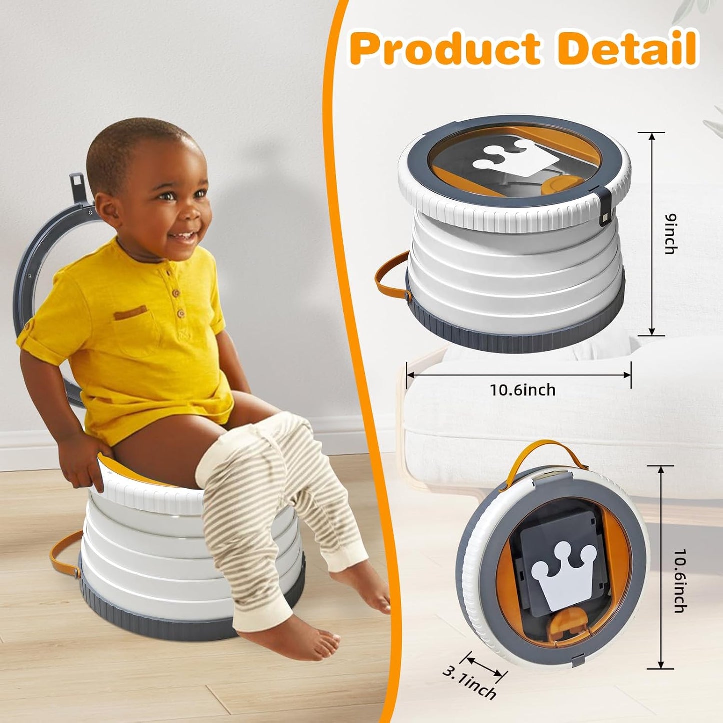 Portable Potty Chair for Toddlers with Splash-Proof Design, Foldable Travel Potty with Bag & 30 Refills - Kids Toilet for Car, Camping, Indoor - Easy Clean Baby Potty Training Seat(Red-blue)