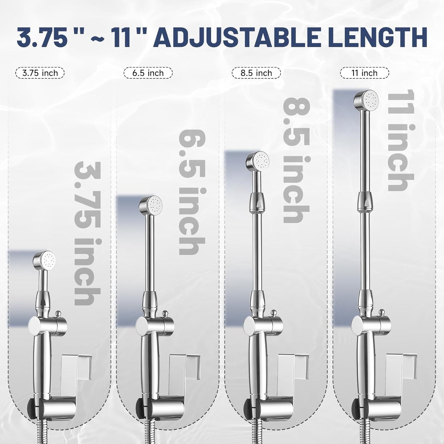 Chrome Handheld Bidet Sprayer for Toilet with Bidet Hose Brass Cloth Diaper Sprayer Bathroom Toilet Attachment for Feminine Wash, Wall Mount or Toilet Mount