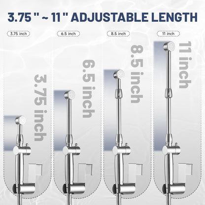 Chrome Handheld Bidet Sprayer for Toilet with Bidet Hose Brass Cloth Diaper Sprayer Bathroom Toilet Attachment for Feminine Wash, Wall Mount or Toilet Mount