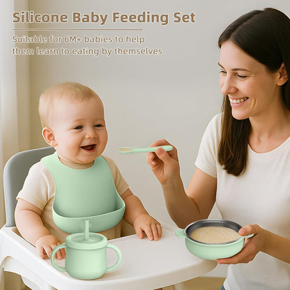 16 Pack Silicone Baby Feeding Set, BPA-Free Baby LED Weaning Supplies, Include Suction Plates, Baby Bowls, Silicone Fork & Spoon, and More, First Stage Baby Food Eating Utensils - 6+ Months(Blue, 16)