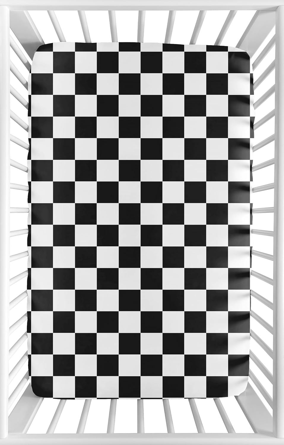 Sweet Jojo Designs 2-Piece Baby Bassinet Sheets Set (Black/White Gingham Checkered Plaid) for Boy/Girl, Infant Newborn Nursery, Oval, Rectangle & Hourglass Mattress (Solid Onyx & Classic Checkerboard)