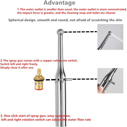 Brass Handheld Bidet Sprayer-Chrome Finish, Hot and Cold Water Mixer Valve Included，8.2inChrome Toilet Spray Gun,