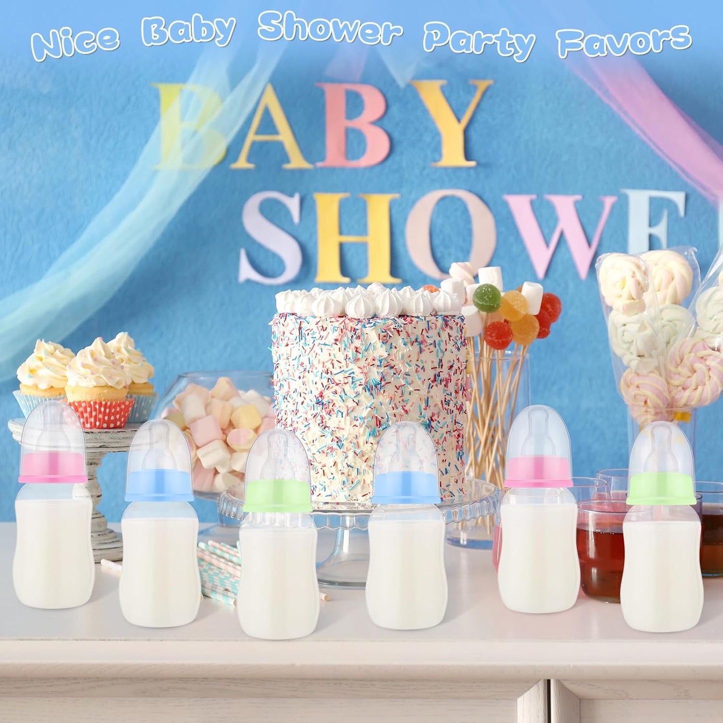 SiliFine 30 Pcs Baby Shower Favors Party Bottle Chug Game Mini Bottles Gift Sets for Gender Reveal Birthday Party Supplies Gift (Pink)
