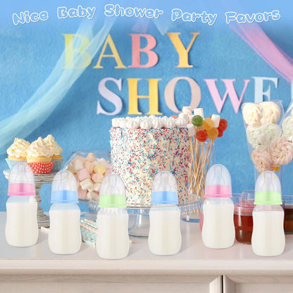 SiliFine 30 Pcs Baby Shower Favors Party Bottle Chug Game Mini Bottles Gift Sets for Gender Reveal Birthday Party Supplies Gift (Pink)