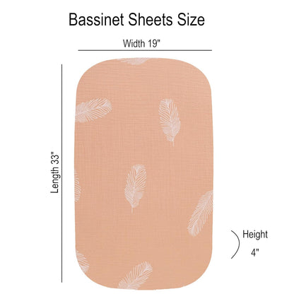 Onacosht Muslin Bassinet Sheets 3 Pack, 100% Cotton Baby Fitted Sheet 33" x 19" Compatible with Mika Micky, KoolaBaby (3 in 1), BabyBond, HARPPA and RICUTON Bedside Bassinet, Green, Floral and Cactus