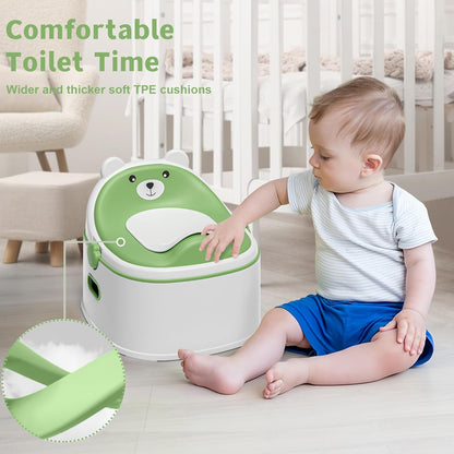 3-in-1 Potty Training Toilet, Portable Potty, Potty Training Seat and Toddler Step Stool, Easy Setup and Clean, Anti-Slip Toddler Potty Trainer for Boy Girl,Grey