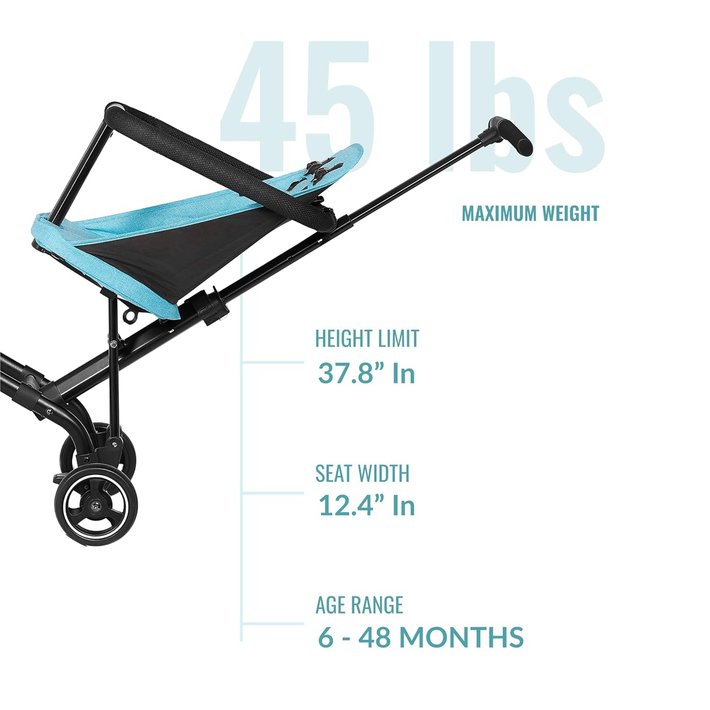 Dream On Me Coast Rider Travel Stroller, Lightweight & Compact Baby Stroller, Theme Park Approved, Book-Folding Design, Adjustable Handle, Soft-Ride Wheels, Converts to Rider & Scooter - Black