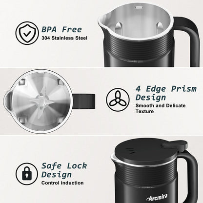 Arcmira 𝟲 𝗶𝗻 𝟭 Nut Milk Maker, 20 oz(600ml) Homemade Almond, Oat, Soy, Coconut, Plant Based and Non Dairy Beverages, Milk Blender Machine with Delay Start, Keep Warm, Boil Water, Self Cleaning