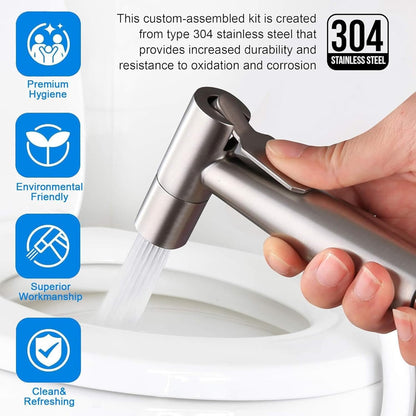 Generic Handheld Bidet Sprayer for Toilet, Hand held Stainless Steel Toilet Bidet Sprayer Kit, Hose with Anti-Leak Hose&High Pressure, for Personal Hygiene, Toilet Clean, Baby Diaper Cloth (Black)