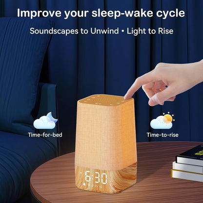 10-60 Mins Simulate Sunrise Alarm Clock: Gentle Wake Up Light Adjustable Brightness, 30 Volume, Bright & Loud Enough for Heavy Sleepers - White Noise Machine with 30 Soothing Sounds, Ease of Use