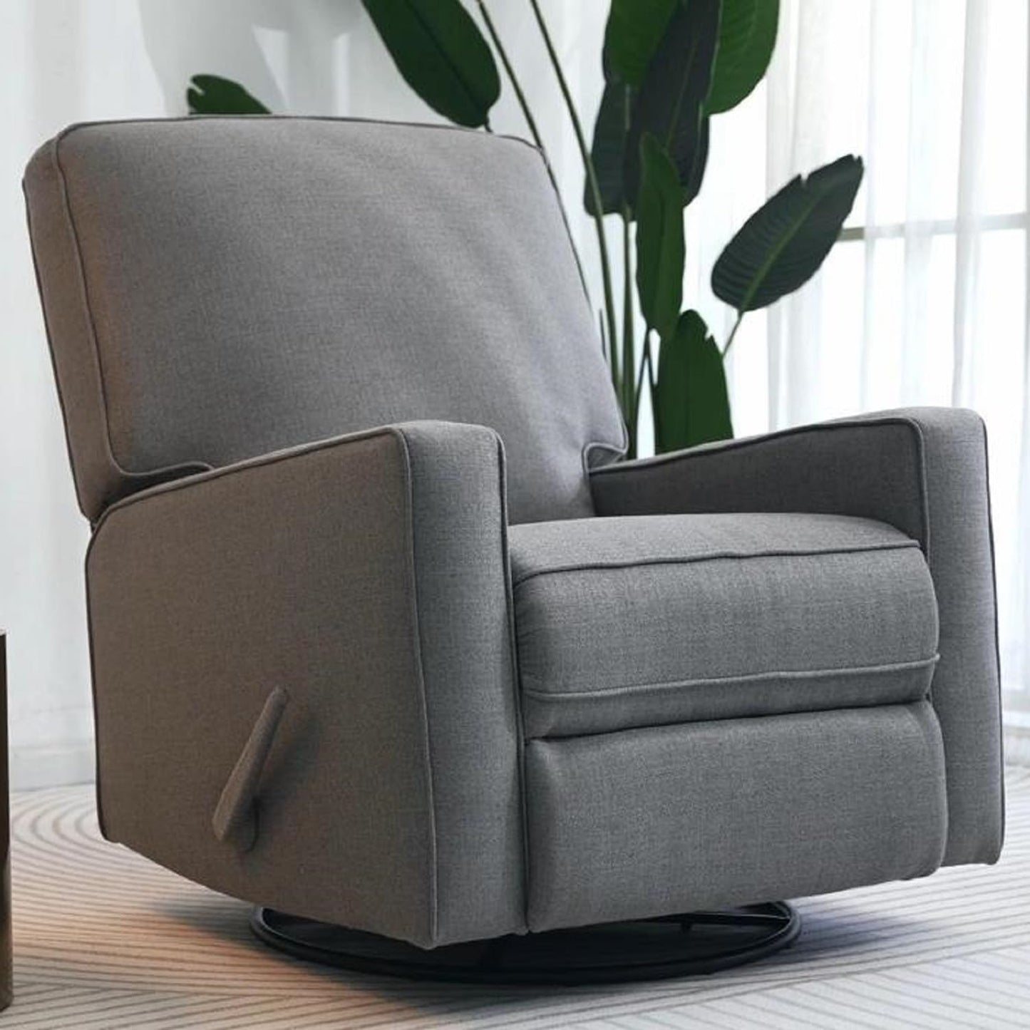 Harkawon Swivel Rocker Recliner Chair, Glider Rocker Recliner, Rocking Chair Nursery, Fabric Chair with High Back, Deep Seat, for Living Room, Bedroom, Beige