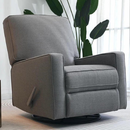Harkawon Swivel Rocker Recliner Chair, Glider Rocker Recliner, Rocking Chair Nursery, Fabric Chair with High Back, Deep Seat, for Living Room, Bedroom, Beige
