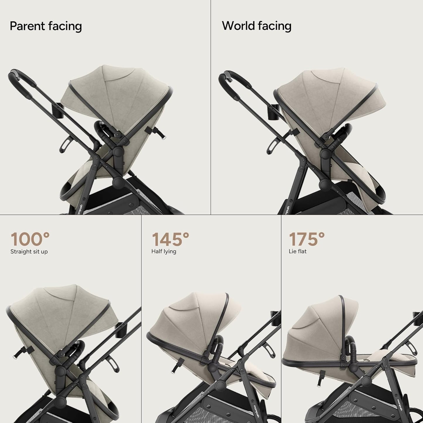 Mompush Baby Stroller, Convertible 2-in-1 with Bassinet Option, Infant Car Seat Compatible, Includes Adapter - Sturdy Full-Size Infant Stroller for Family Adventures