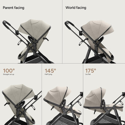 Mompush Baby Stroller, Convertible 2-in-1 with Bassinet Option, Infant Car Seat Compatible, Includes Adapter - Sturdy Full-Size Infant Stroller for Family Adventures