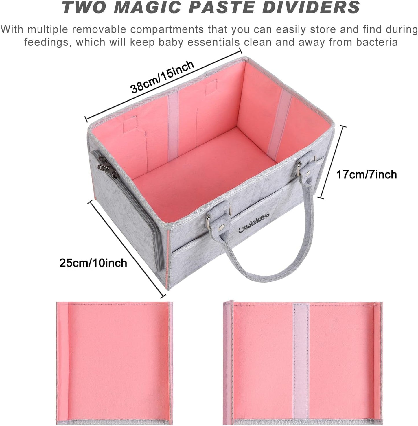 Large Baby Diaper Caddy Organizer - Nursery Storage Basket Tote Bag, Portable Diaper Storage Bin for Changing Table, Car Caddy, Baby Shower Gifts Newborn Essentials