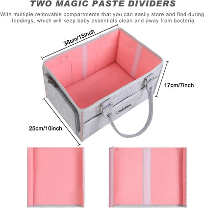 Large Baby Diaper Caddy Organizer - Nursery Storage Basket Tote Bag, Portable Diaper Storage Bin for Changing Table, Car Caddy, Baby Shower Gifts Newborn Essentials