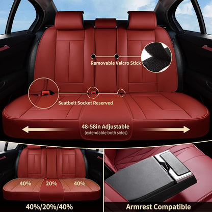 FLORICH Car Seat Covers, Brown Leather Seat Covers for Cars, Faux Nappa Leather Automotive Seat Protectors, Car Seat Cushions Universal Fit for Most Sedans SUVs Trucks - Brown