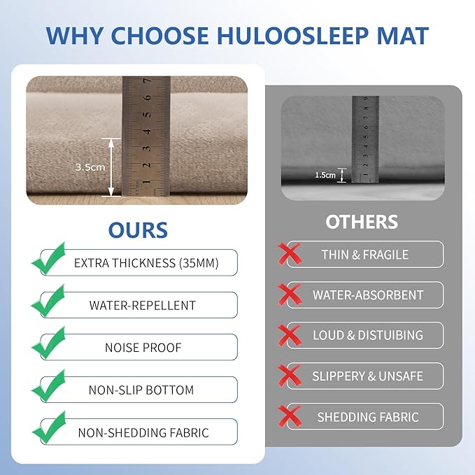 Huloo Sleep Baby Play Mat for Floor,1.3" Thick Elasti-Foam 50x50 Playpen Mat for Toddlers Infant Kids,Water-Repellent Soft Coral Velvet Tummy Time Mat,Non Slip Crawling Mat,Tatami Mat(Beige)