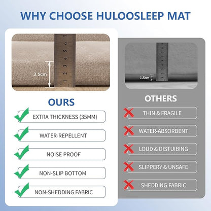 Huloo Sleep Baby Play Mat for Floor,1.3" Thick Elasti-Foam 50x50 Playpen Mat for Toddlers Infant Kids,Water-Repellent Soft Coral Velvet Tummy Time Mat,Non Slip Crawling Mat,Tatami Mat(Beige)