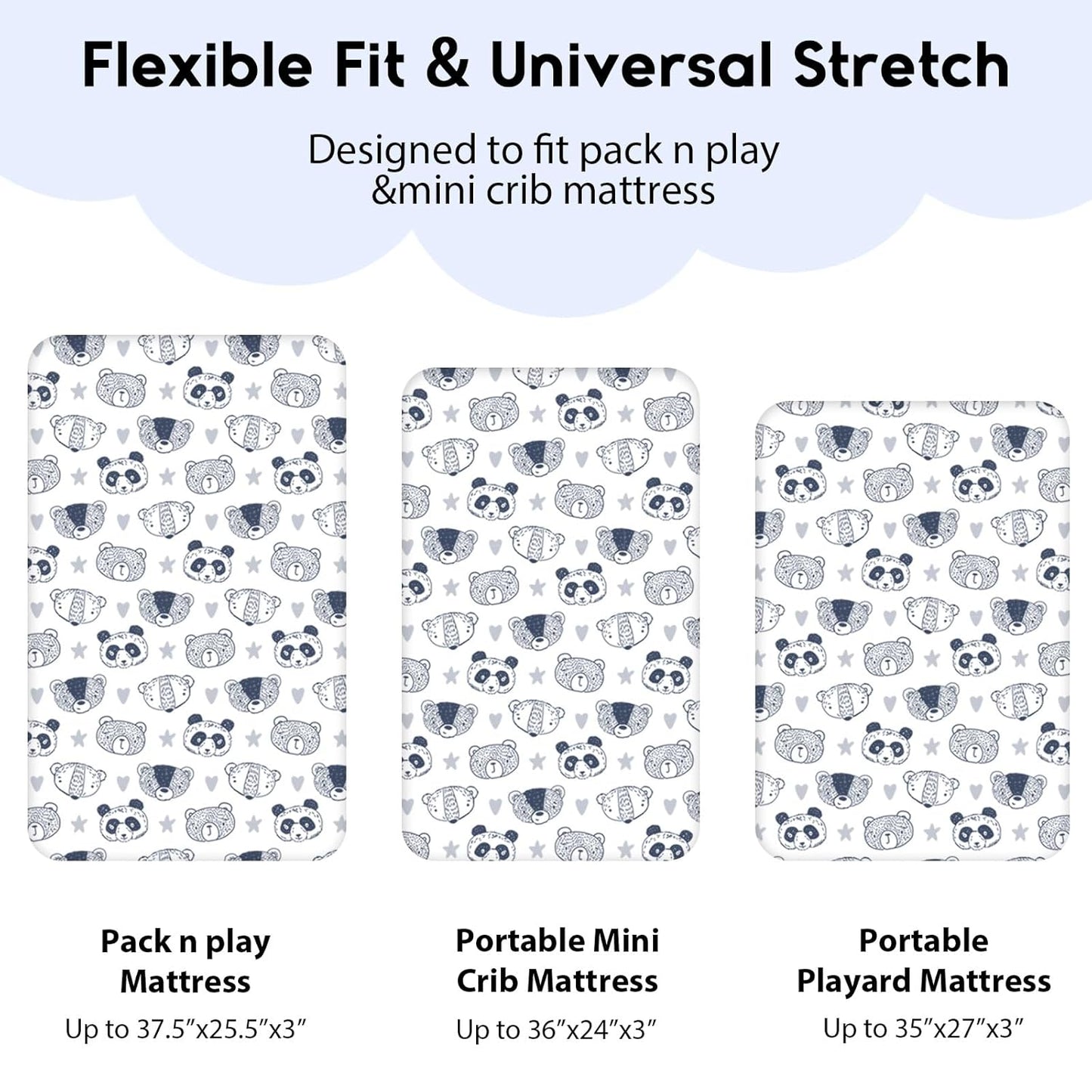 Yoofoss Pack and Play Sheets Fitted, Mini Crib Sheets 2-Pack for Pack N Play Mattress, Stretchy Playard Sheet, Soft and Breathable Green+Giraff