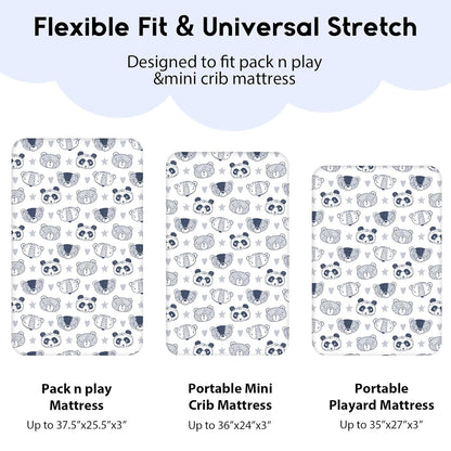 Yoofoss Pack and Play Sheets Fitted, Mini Crib Sheets 2-Pack for Pack N Play Mattress, Stretchy Playard Sheet, Soft and Breathable Green+Giraff