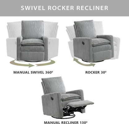 Oxford Baby Uptown Upholstered Glider Recliner Rocking Chair 360° Swivel for Nursery and Living Room - Boucle White