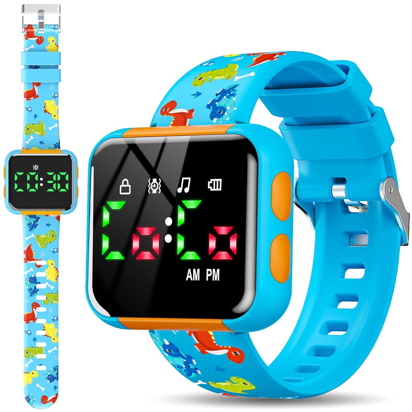 Potty Training Watch and Board Book for Kids: Water Resistant Potty Watches for Toddler Boys Rechargeable Toilet Reminder Dinosaur Toddler Watch 1-3 Birthday Gifts for 2 3 4 Year Old Boy (Blue)