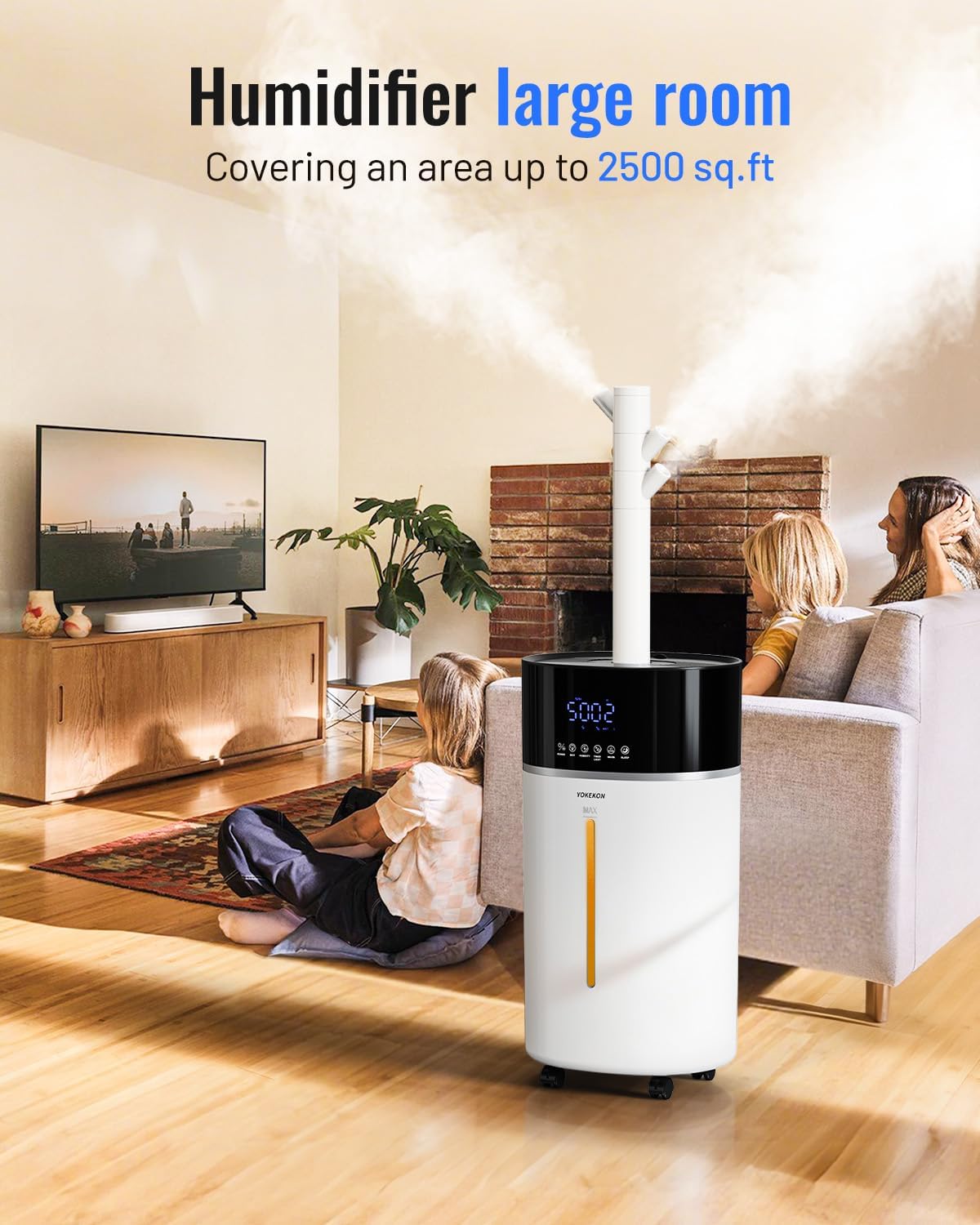 Yokekon Cool and Warm Mist Humidifier Large Room, 4.76Gal/18L Humidifiers for Home 2500 sq ft, Air Humidifiers for Bedroom with Diffuser&Extended Tube, Whole House Humidifiers for Nursery Baby Plants