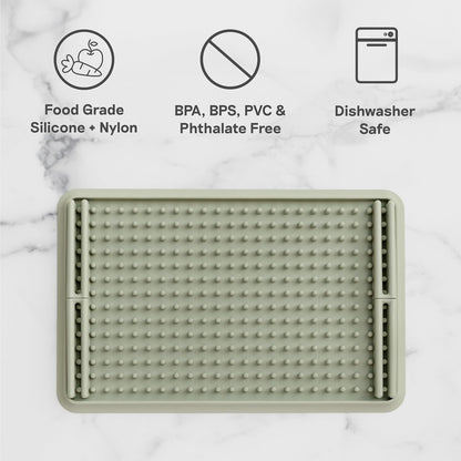ezpz Drying Rack (Sage) - Silicone Dish Drying Rack with Suction Base - Adjustable Pegs - Odor-Resistant - Dry + Store Baby/Toddler Gear