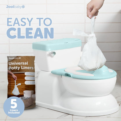 Real Feel 2-in-1 Potty with Wipes Storage, Flushing Sounds & Disposable Liners - Realistic Toilet - Easy to Clean & Assemble - Jool Baby (Gray)