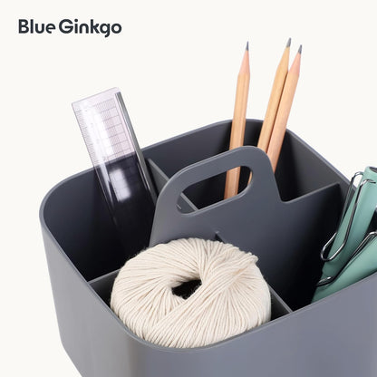 BLUE GINKGO Stackable Organizer Caddy – Korean-Made Portable Tote for Bathroom, Office, Crafts, or School Supplies (Rectangle, Green)
