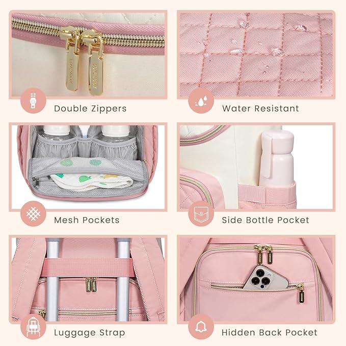 LOVEVOOK Diaper Bag Backpack Large Capacity Baby Bag with Portable Changing Pad, Multifunction Baby Travel Backpack