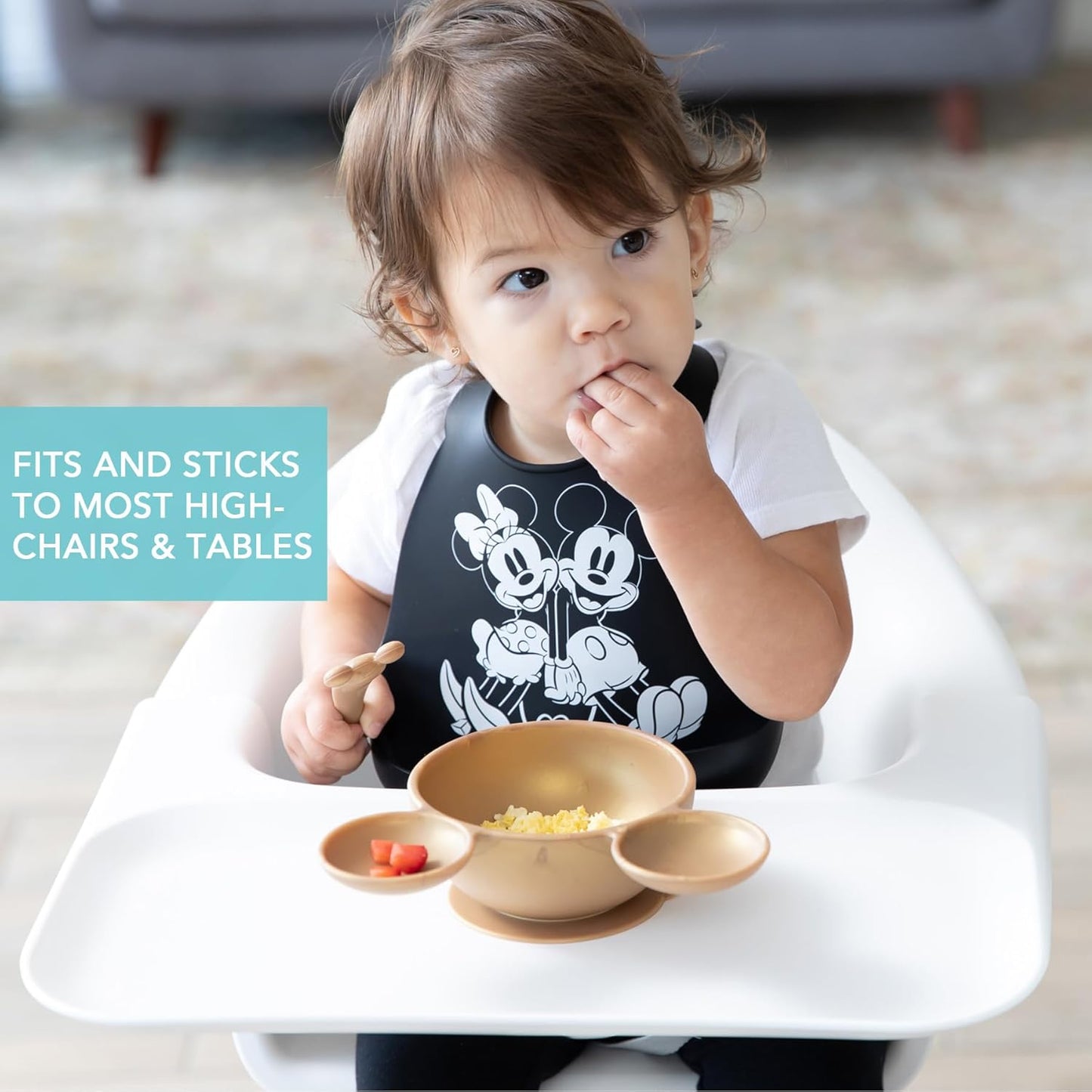 Bumkins Baby Bowl, Silicone Feeding Set with Suction for Baby and Toddler, Includes Spoon and Lid, First Feeding Set, Training Essentials for Baby Led Weaning for Babies 4 Months Up, Sage