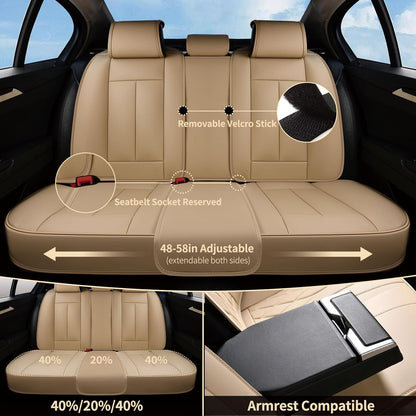 FLORICH Car Seat Covers, Brown Leather Seat Covers for Cars, Faux Nappa Leather Automotive Seat Protectors, Car Seat Cushions Universal Fit for Most Sedans SUVs Trucks - Brown
