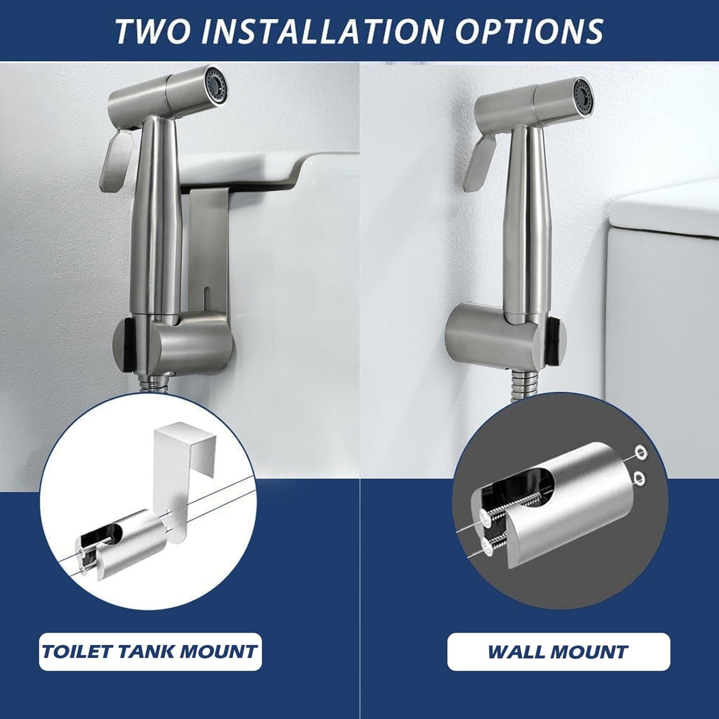 Pack of 3 Handheld Bidet Sprayer, Handheld Sprayer Stainless Steel with Water Tank Hook and Shower Hose for Feminine Wash