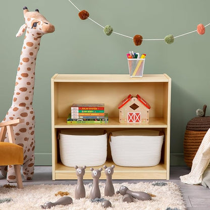 OOOK Montessori Toy Shelf, 2-Tier Wooden Storage Shelf for Kids, Modern Style, Kids Bookshelf and Toy Storage, Classroom, Kindergarten, Playroom, Daycare Center