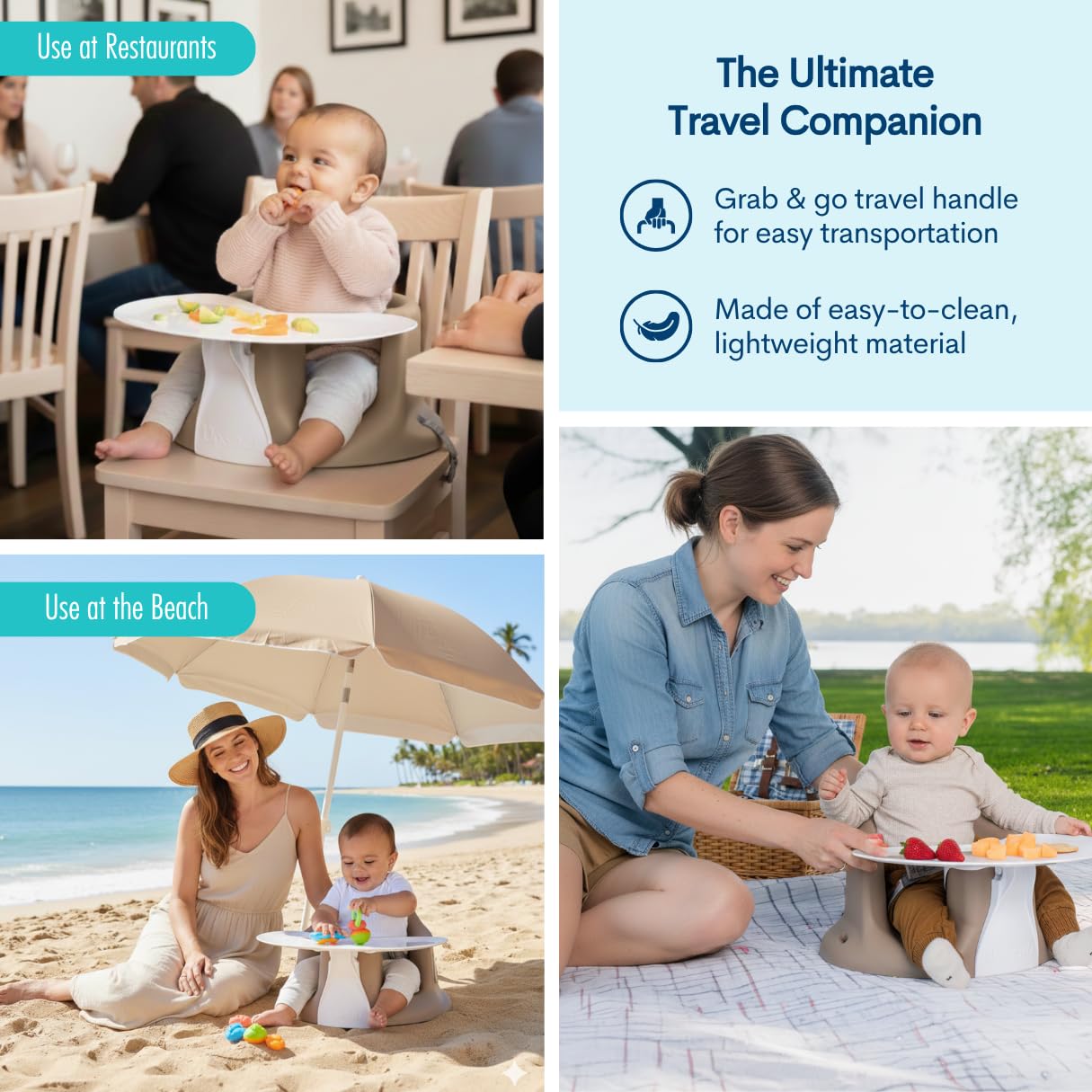 Upseat – The Original Ergonomic Baby Floor & Booster Seat with Tray, Developed with Physical Therapists for Upright Posture & Healthy Hip Development, 4–24 Months, Dishwasher-Safe Extra-Large Tray