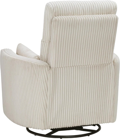 Lexicon Modern Swivel Glider Recliner Chair, Nursery Glider, Corduroy Fabric Upholstery Recliner with 2 Lumbar Pillows, Manual Reclining Sofa Chair for Living Room/Office/Apartment, Beige
