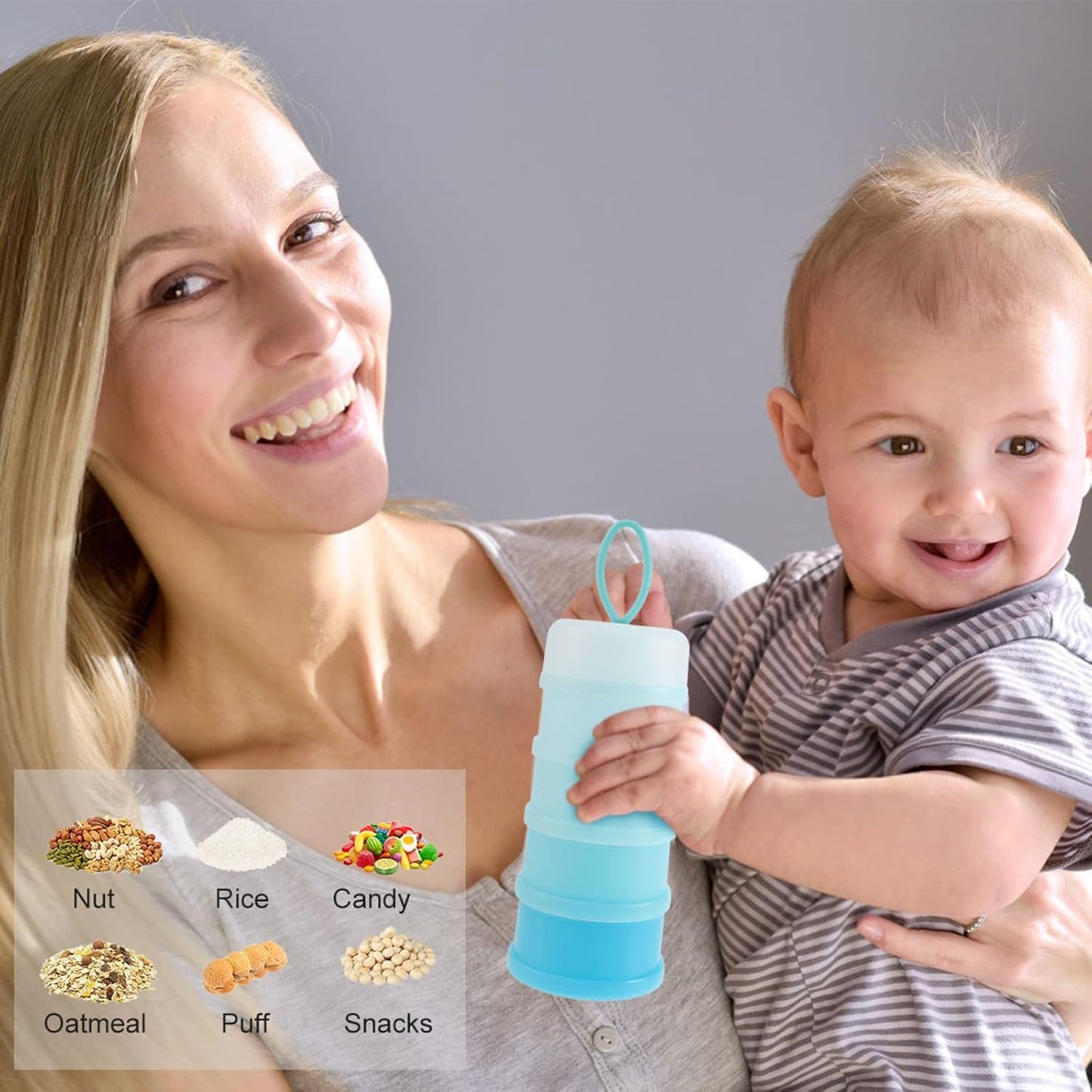 2 PCS 4 Layers Sakura Baby Milk Formula Dispenser & Container Box for Travel (Blue)