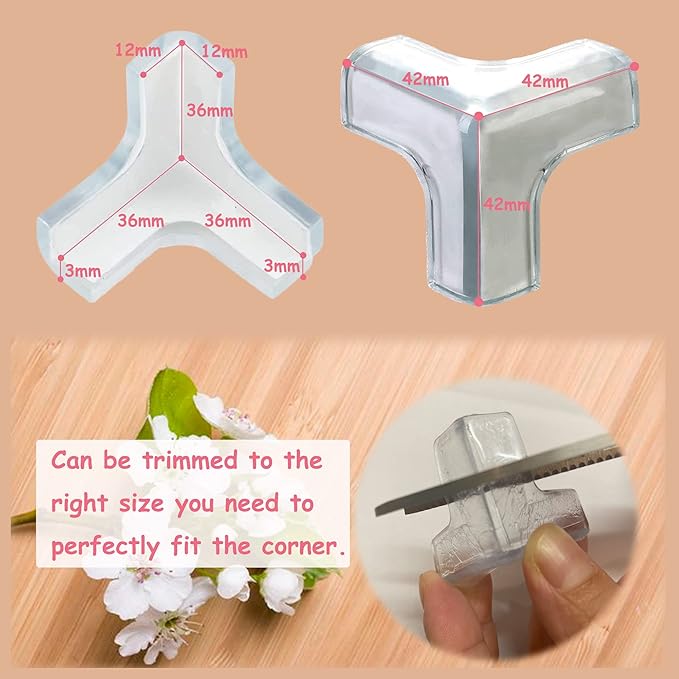 saicheek 12Pcs Large(Length: 1.7inch) Silicone Corner Protector Baby Proofing,Table Corner Protectors for Baby,Strong Adhesive T Shaped Baby Head Protector Table Corner Protectors for Furniture