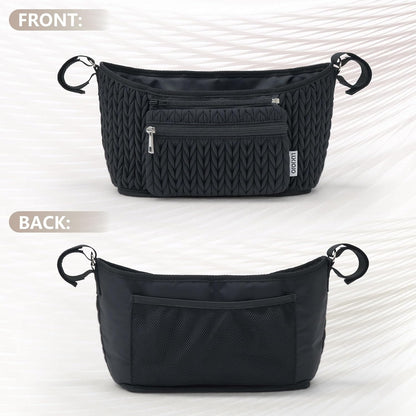Stroller Organizer With Insulated Bottle Holder- Universal Fit, Detachable Bag, Fit For Most Of The Stroller And Pet Stroller (Black-B)