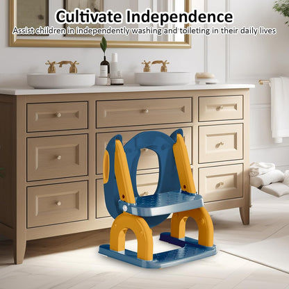 DEEKI Potty Training Seat Upgrade 2 in 1 Toddler Training Toilet Chair Potty Seat with Step Stool Ladder for Baby Kids Boys Girls(Grey)