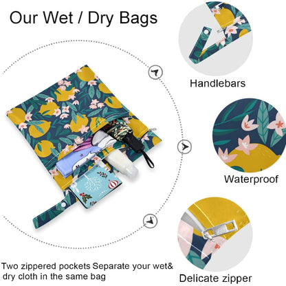 visesunny Colorful Donut Candy 2Pcs Wet Bag with Zippered Pockets Washable Reusable Roomy for Travel,Beach,Pool,Daycare,Stroller,Diapers,Dirty Gym Clothes, Wet Swimsuits, Toiletries