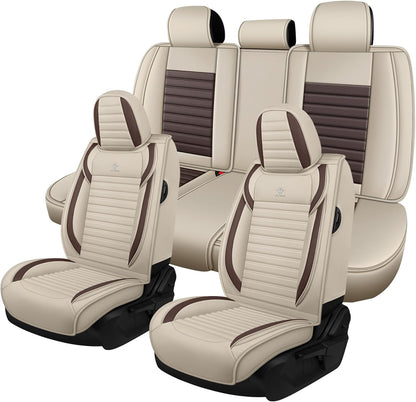 Seat Covers Fit for Mini Convertible 2009-2025 Premium Leather Car Seat Covers, Waterproof Non-Slip and Airbag Compatible, Fashion Car Seat Protector (Black Red,Front Set with Pillow)