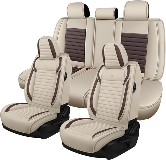 Seat Covers Fit for Mini Convertible 2009-2025 Premium Leather Car Seat Covers, Waterproof Non-Slip and Airbag Compatible, Fashion Car Seat Protector (Black Red,Front Set with Pillow)