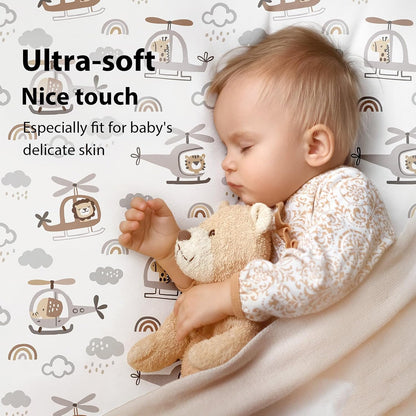 Baby Mini Crib Sheets Girl, Portable 38”x26” Pack and Play Sheets Fitted for Playard and Pack N Play Mattress, 3-Pack Soft Microfiber Pink Rainbow
