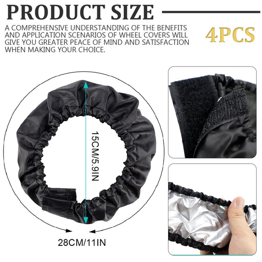 DOERDO 4Pcs Baby Stroller Wheel Cover Protection Covers for Baby Stroller Wheelchair, Black, Small