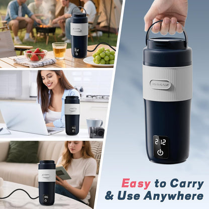 Portable Baby Bottle Warmer, Travel-Friendly with Detachable Battery Base, Type-C Fast Charge, 316 Stainless Steel, Touch Control, 8H Constant Temperature, Child Lock, 95-131°F