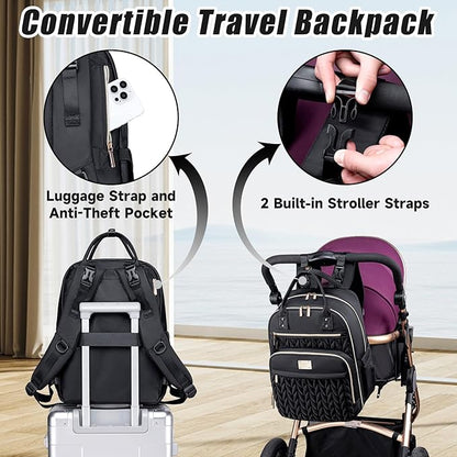 Tealari Diaper Bag Backpack,Stylish Baby Diaper Bag,Waterproof Travel Diaper Backpacks Baby Bags with Changing Pad,Stroller Straps,Insulated Pockets (Black)